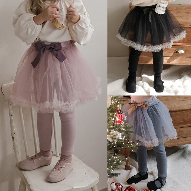 Girls' velvet culottes winter style strawberry shank Korean children's girls style fluffy mesh fake two-piece princess culottes