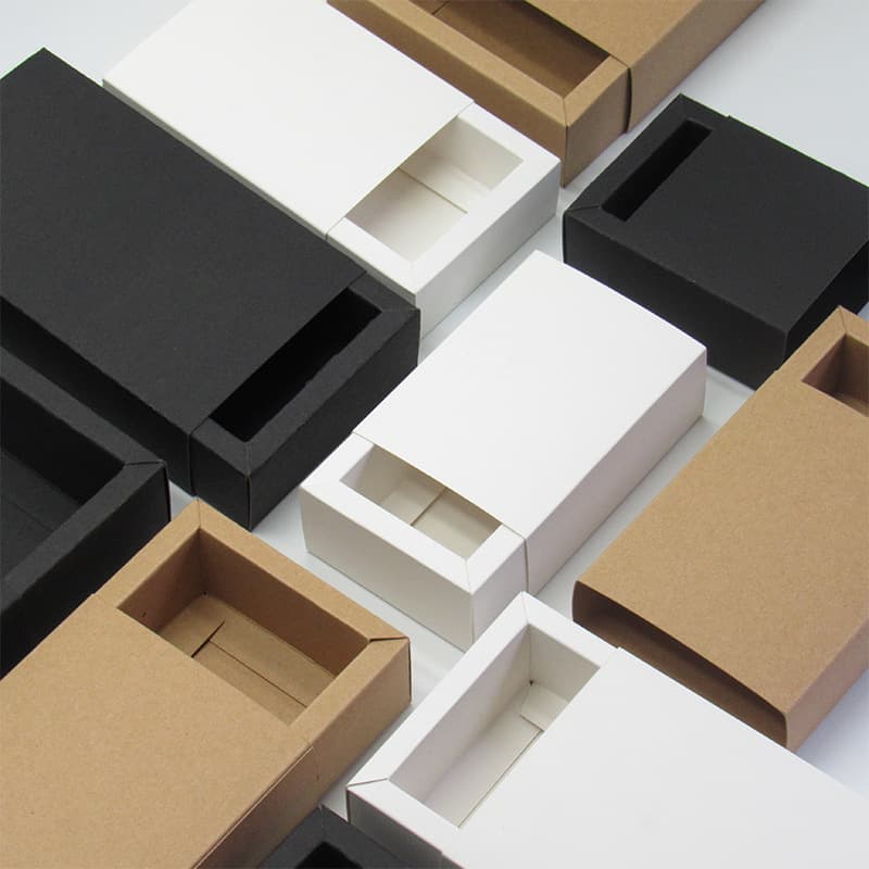 Manufacturer Customized White Card Drawer Carton Kraft Paper Black Cardboard Push-Pull Box Baking Snack Candy Tea Packaging Box