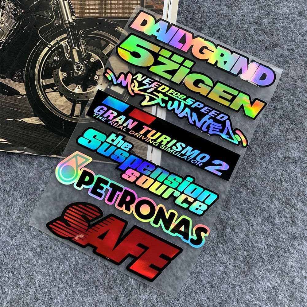 Sponsor logo motorcycle electric vehicle car sticker colorful laser creative modified decorative scratch decal helmet
