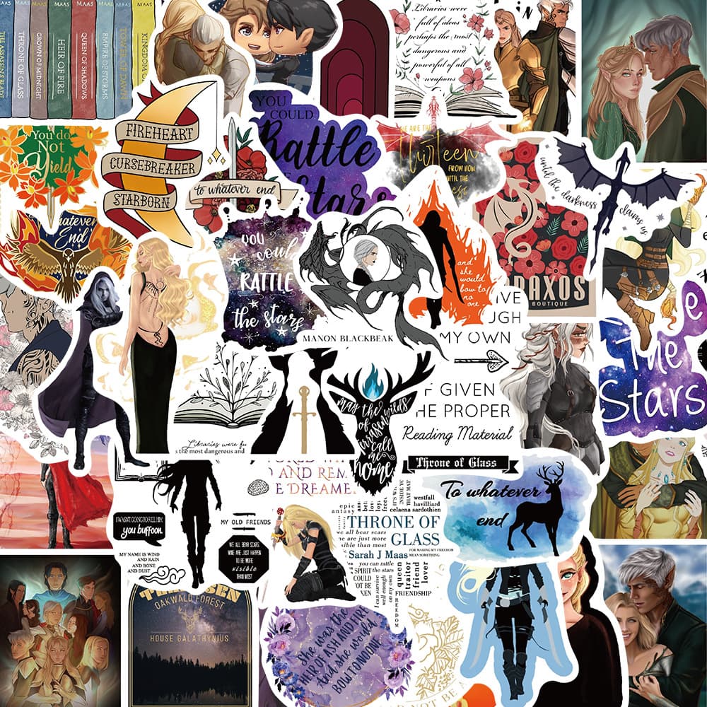 50 pieces of throne of glass sticker graffiti material stickers decorative guitar helmet waterproof stickers
