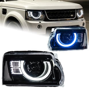For 2009-2016 Land Rover Discovery 3/4 Defender Style LED Projector Headlight Assembly Turn Signal DRL