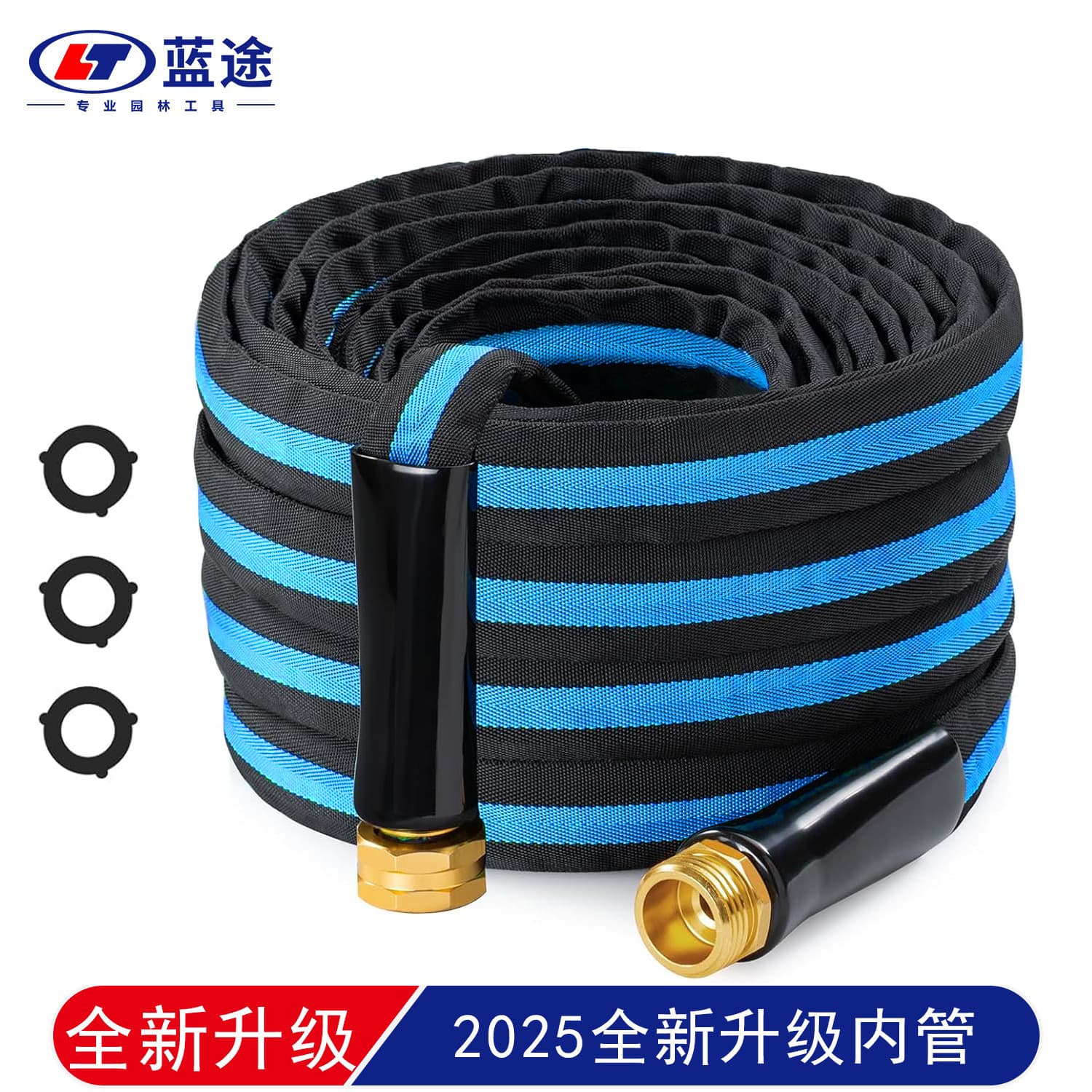 25 Upgraded Flat Weave Hose for Garden Irrigation and Car Washing, Higher Water Output and More Wear-Resistant