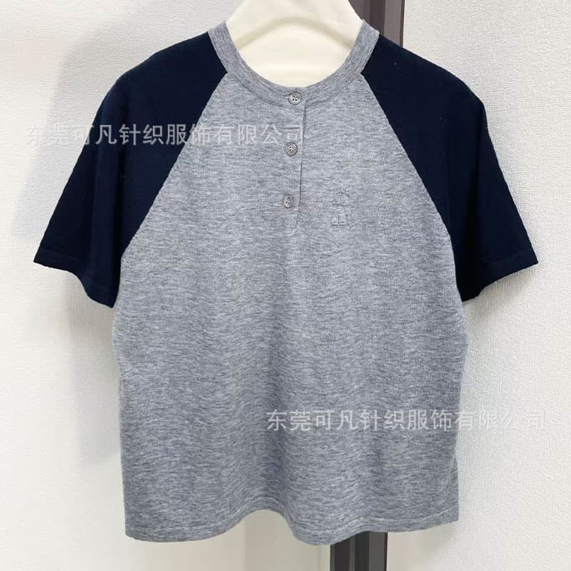 Miu Style Sweet Youthful Round Neck Knit Thin Short-Sleeve Top T-Shirt Women's Fashion Letter Print Short-Sleeve