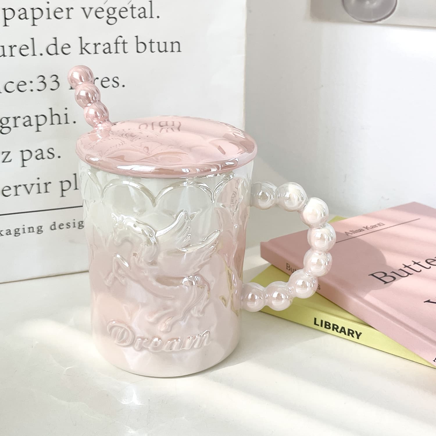 Ceramic Mug with Lid and Spoon, Ins Style Mug for Women, High Aesthetic Water Cup, Couple Office Coffee Cup
