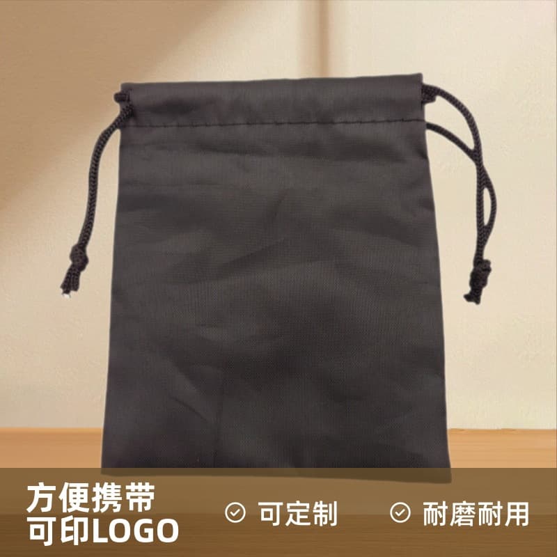 Factory-customized 210D polyester Oxford drawstring bags, outdoor pull-string storage bags with logo printing.
