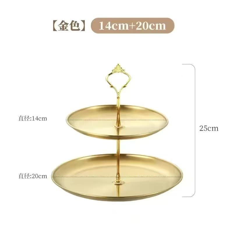 Stainless Steel Skewer Tray Two-Tier Three-Tier Fruit Tray Candy Tray Dessert Plate Cake Stand Multi-Layer Storage Sweet Treats