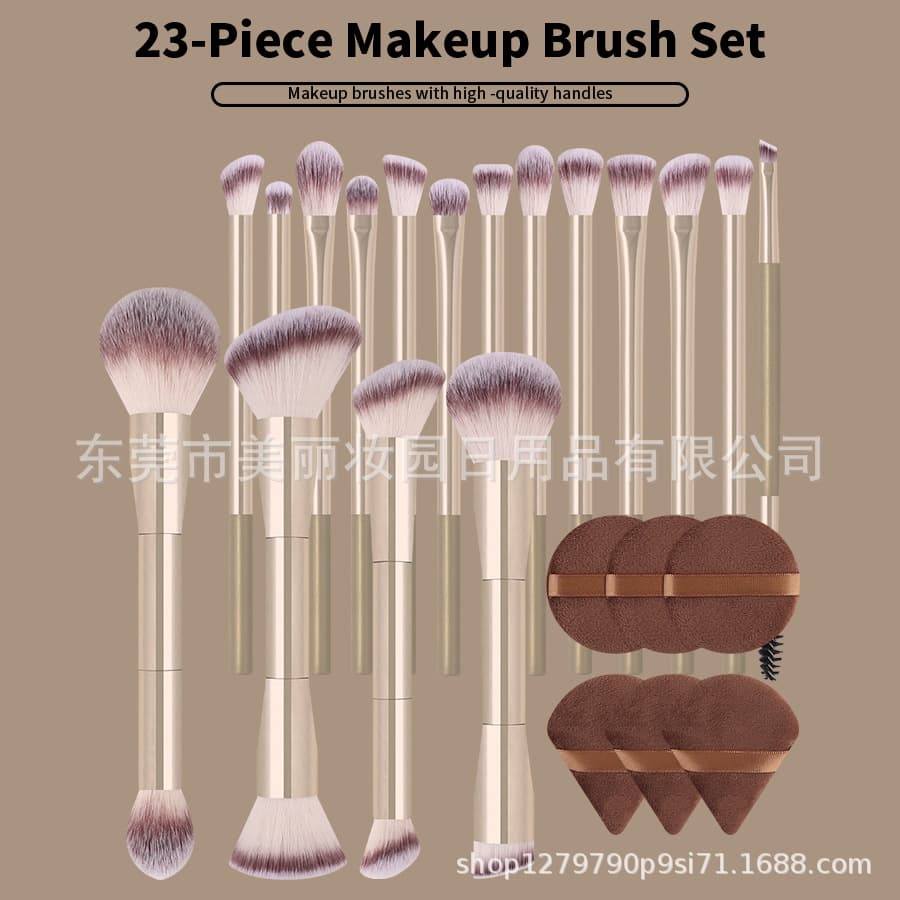 23-Piece Contour Blending Brush Set, Professional Multi-Use Face and Eye Brushes, Portable Travel Makeup Tools for Beginners