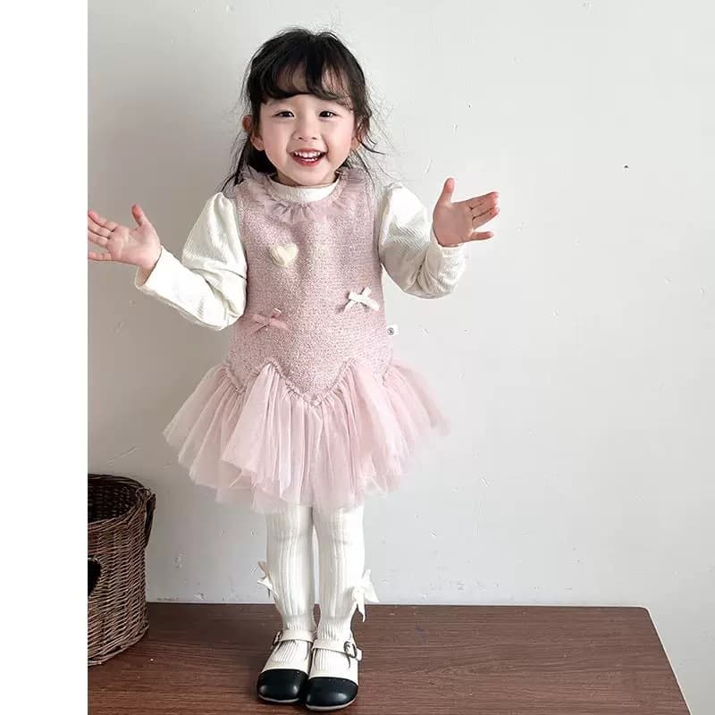Girls spring and autumn suit 2025 dress new style baby princess mesh small fragrance birthday dress spring dress
