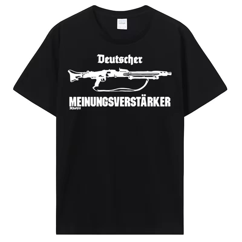 Spring/Summer New Cloud Cotton Solid Short Sleeve T-Shirt Round Neck Machine Gun Street T-Shirt MG German Style Men's Short Sleeve T-Shirt