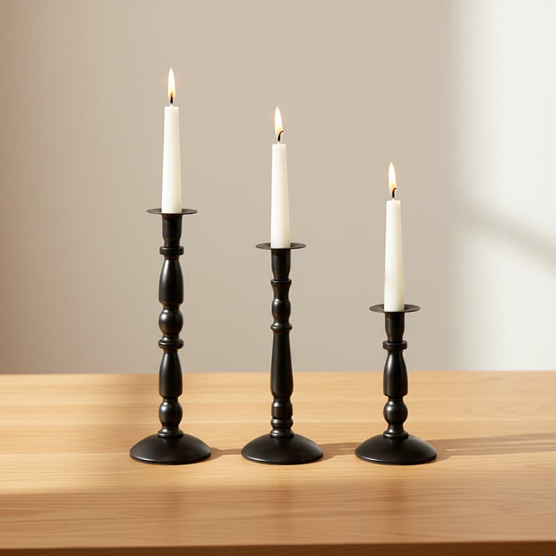 European Vintage Iron Candle Holder Wedding Decoration Main Table Flower Decor Black Gold Electroplated Single-Head Metal Candle Holder