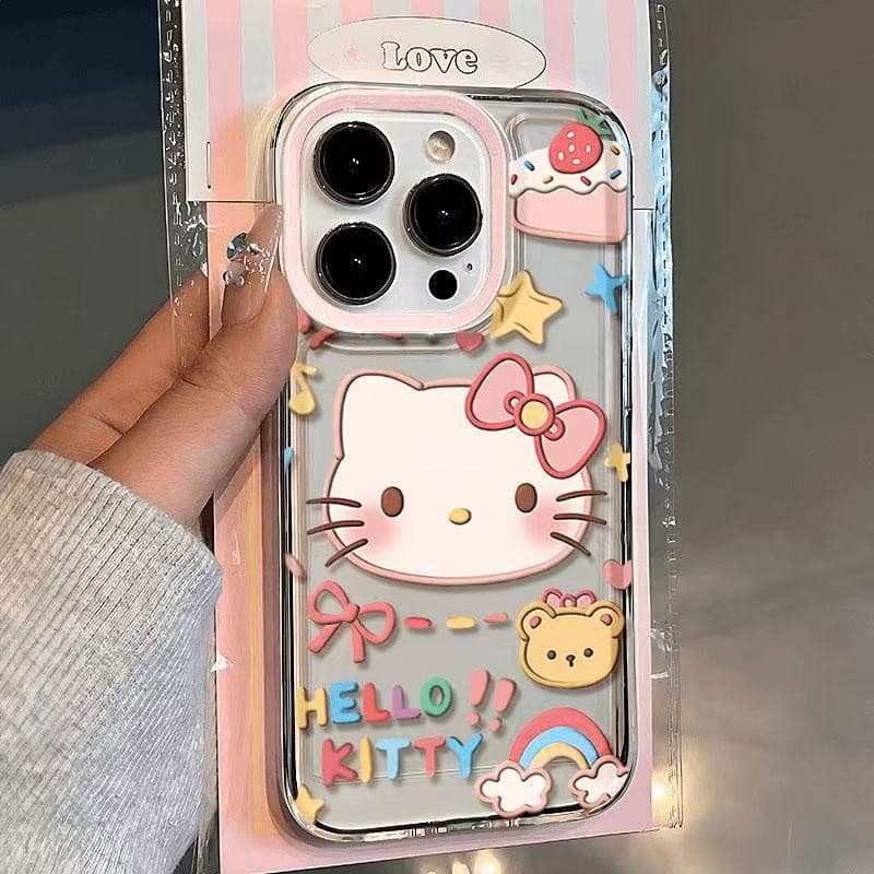 Cute Hello Kitty design compatible with iPhone 17 Pro Max, iPhone 15 Pro, protective case for iPhone 14, space case for iPhone 12, iPhone 16 Pro, women