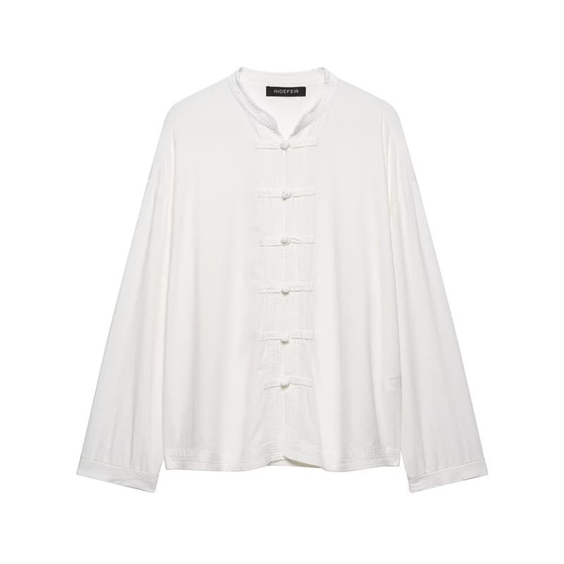 Cross-border Women's Fashion Wholesale 2026 New Linen Knot Button Loose Shirt 6018712