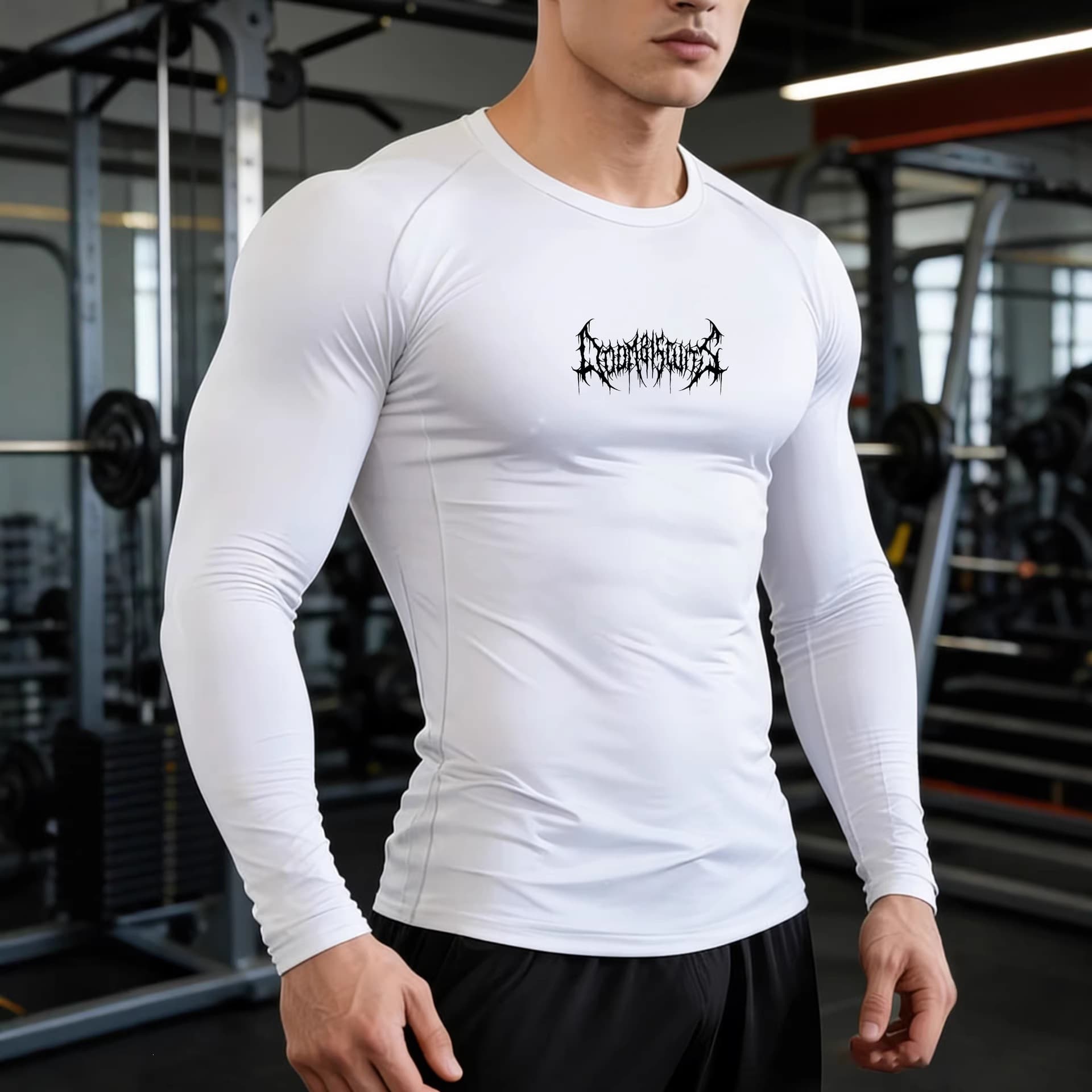 Men's Cross-Border Performance Slim Fit Sports Jersey Tight High-Stretch Long-Sleeve T-Shirt Men's Four-Season Sports Long Sleeve