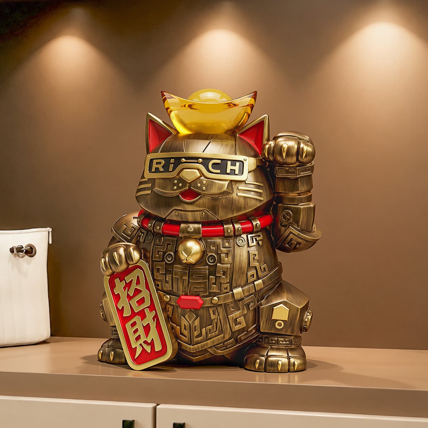 Lucky cat ornaments store cashier new store opening gift front desk QR code collection decoration housewarming gift