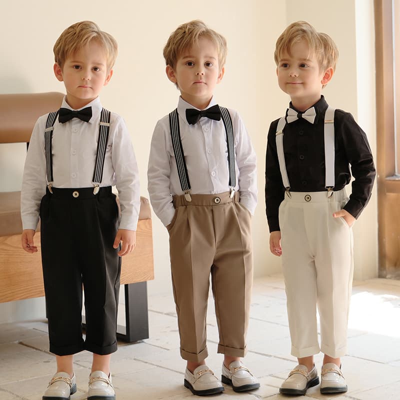 Children's formal wear, spring/summer British style overalls suit, boys' casual shirt suit, children's hosting/performance/photography outfit