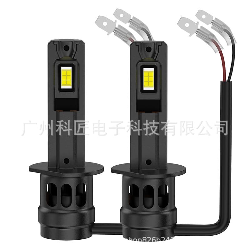 Cross-Border New Product Direct Plug-In 12-24V Wide Voltage Car and Truck Universal LED Direct Plug-In Fan Headlight H1 1:1 Black Aluminum