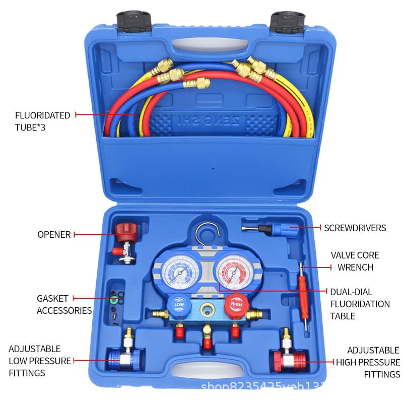 Zengshi Car Air Conditioning Vacuum Pump, Dual-Use Vacuum Pump for Air Conditioning and Refrigerator Repair, with Manifold Gauge for Evacuation and Charging