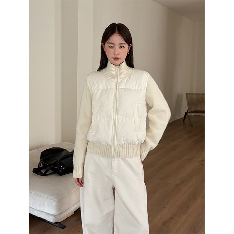 TG Commuter Casual Knit Patchwork Down Jacket Women 2025 Winter New White Duck Down Warm Top 25883