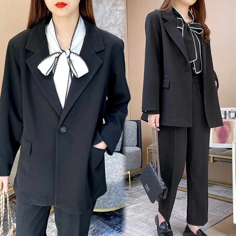 Plus Size Korean Style Suit Set 2021 New Women's 330 lbs Plus Size Elegant OL Style Special Fit A02