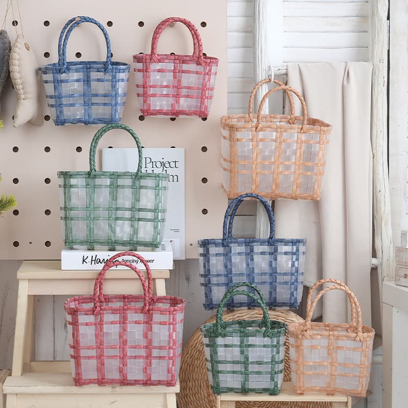 Handwoven Women's Jelly Bag Tote Lunch Bag Beach Picnic Bag Bento Bag Rustic Gift Bag