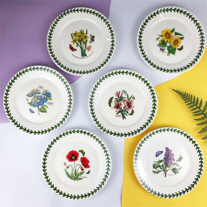 Ceramic Round Plate Custom Logo Decorative Breakfast Home Hotel Elegant Size Dinner Plate