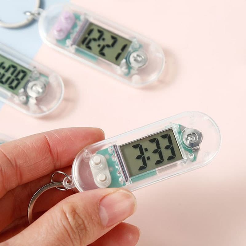 Student Exam Mini Hangable Watch Displaying Time/Date, Portable Keychain Electronic Silent Clock