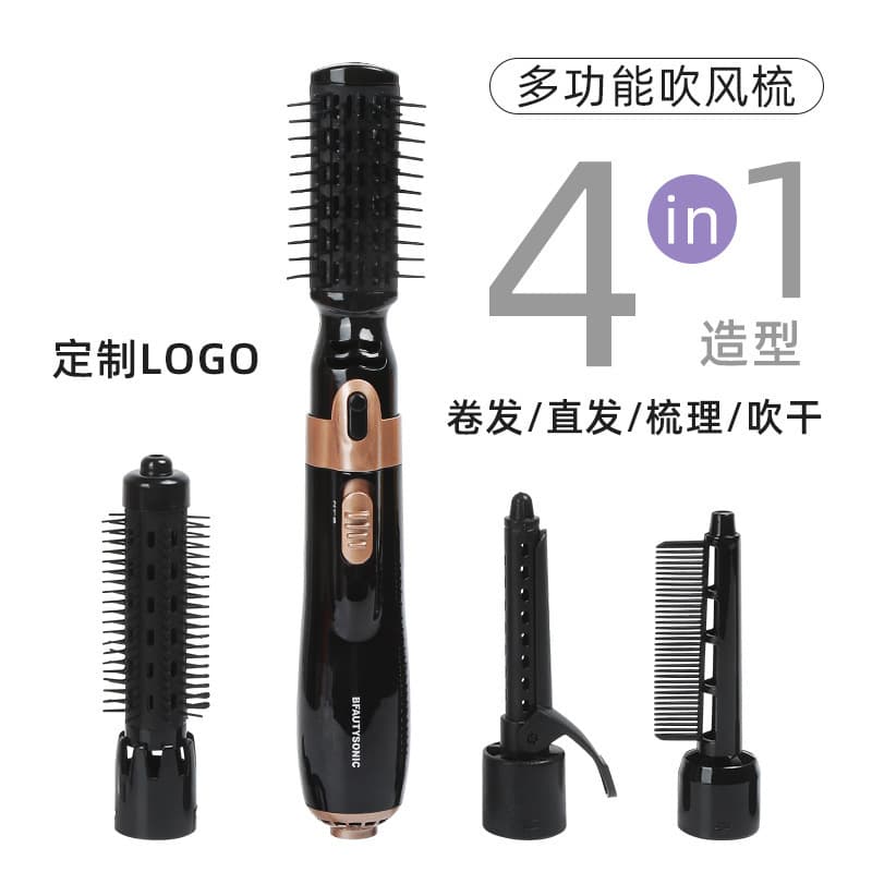 4-in-1 Ionic Hair Styler with Curling, Straightening, Blow-Drying, and Comb Functions for Home Use