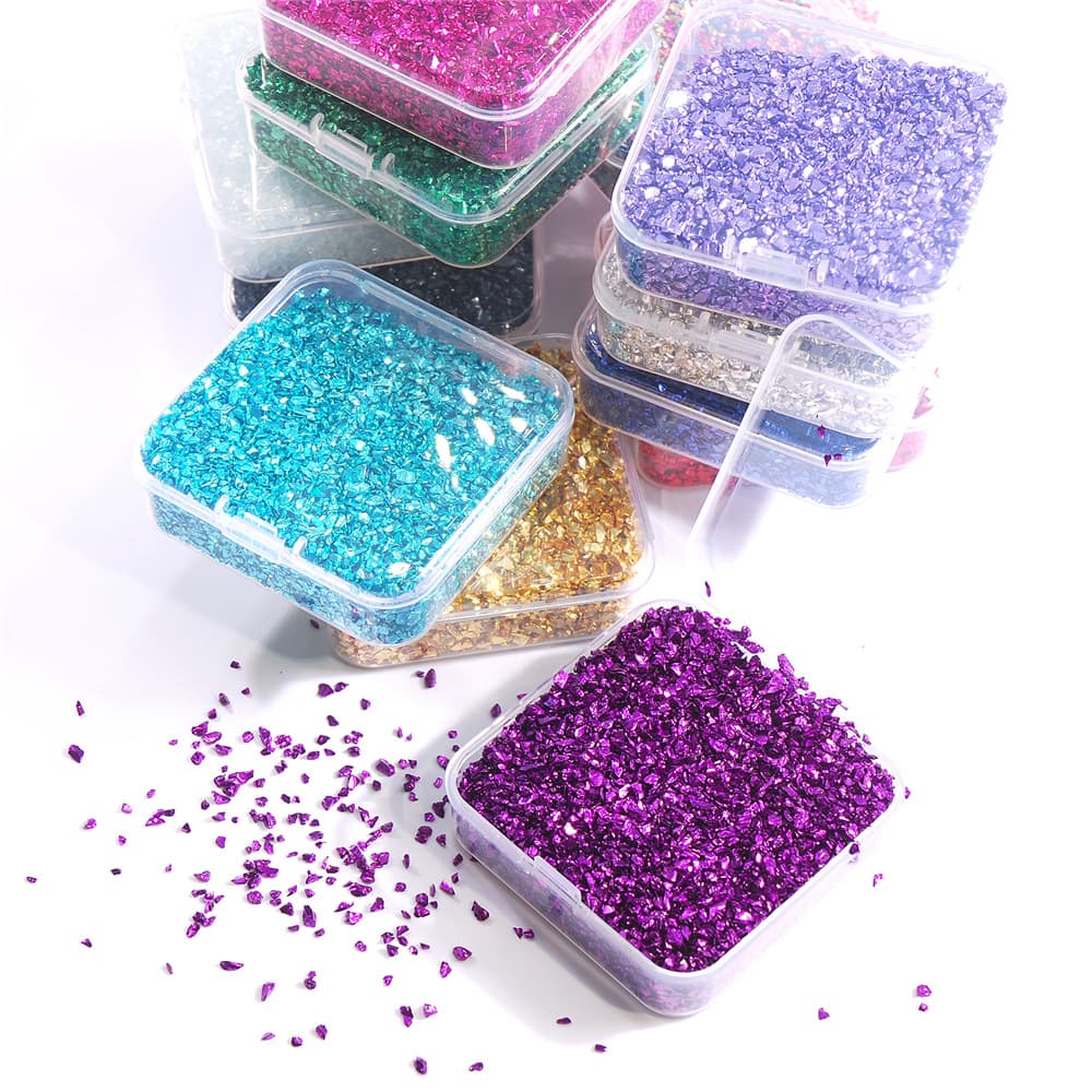 Cross-border New Boxed Irregular Gravel 80g Jewelry Super Flash Glass Fragments Nail Decorations Nail Stickers