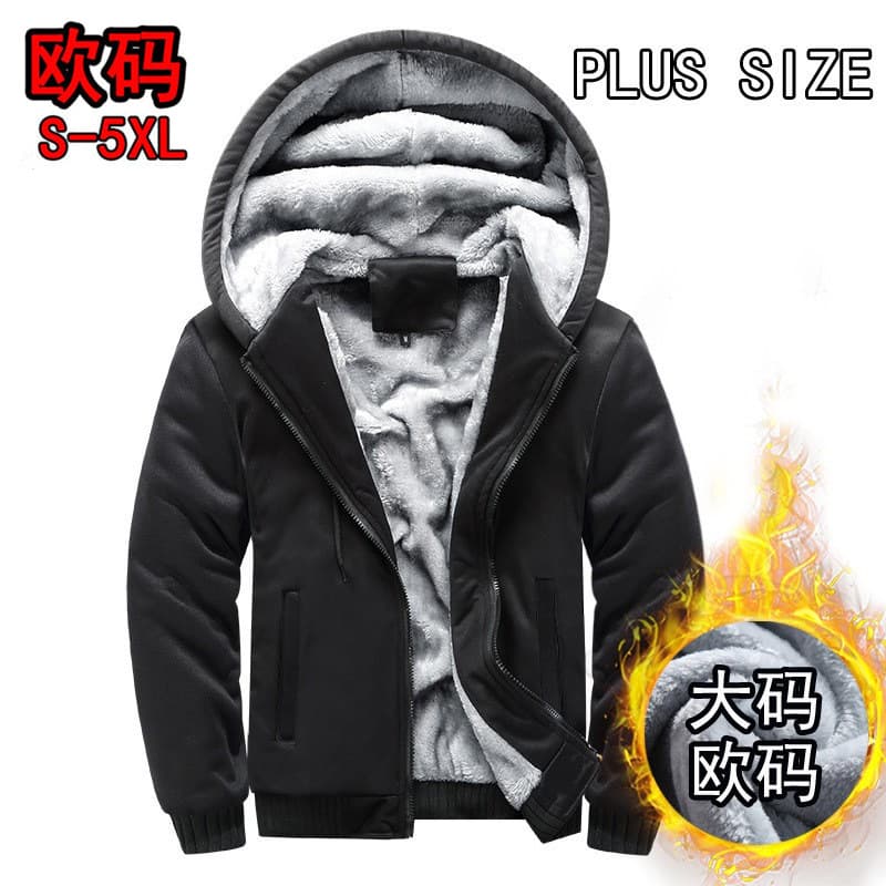 Foreign Trade EU Size US Large Camo Spliced Open Front Men's Hooded Sweatshirt Autumn Winter Sports Fleece-Lined Thickened Jacket