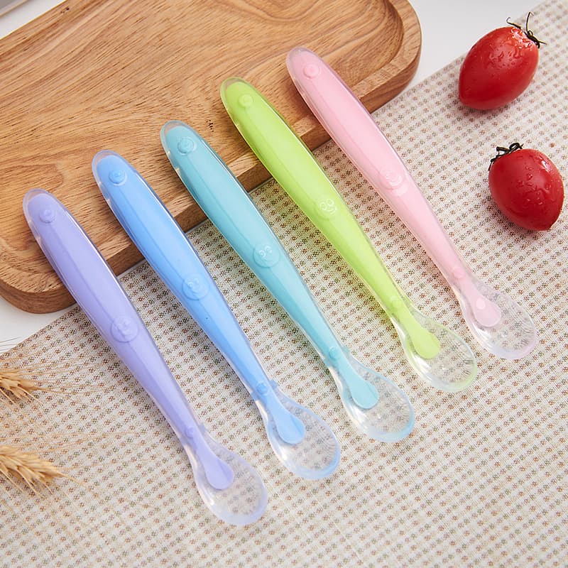 Maternal and infant supplies infant soft-headed food spoons food-grade silicone baby puree children's feeding food tableware