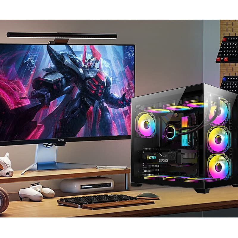 Seaview House PC Case 360 Water Cooling Host Side Transparent Gaming Empty Case PSU Back Wiring Wholesale Desktop Computer Case