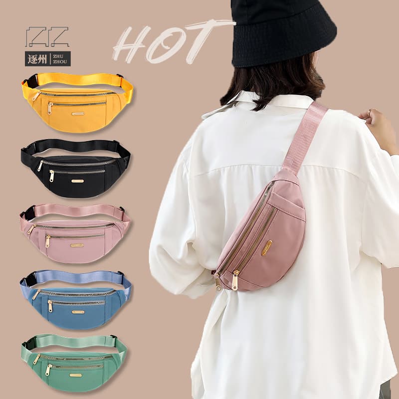 Cross-border style versatile waist bag, Korean style casual Oxford cloth shoulder bag, multi-layered coin and mobile phone crossbody bag.