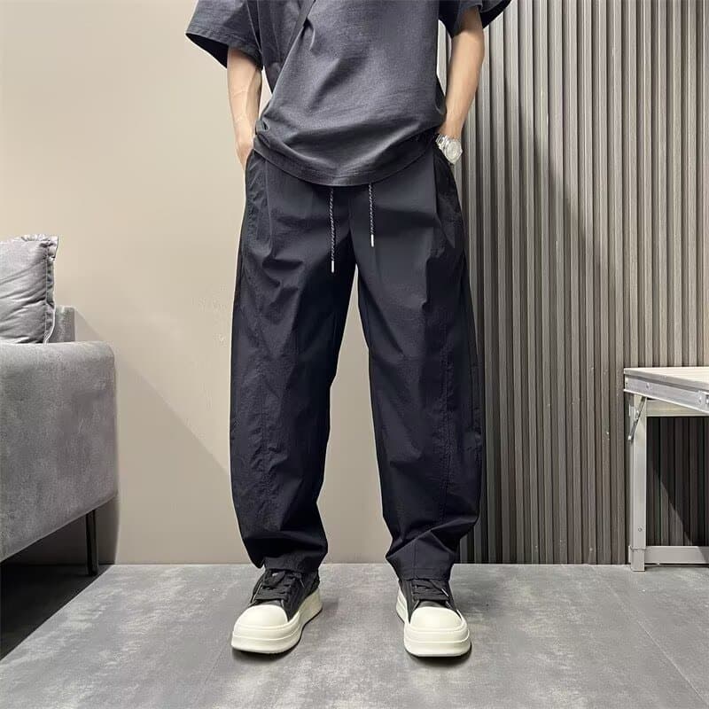 Summer new style American retro overalls handsome trendy loose harem wide-leg pants sports casual quick-drying pants