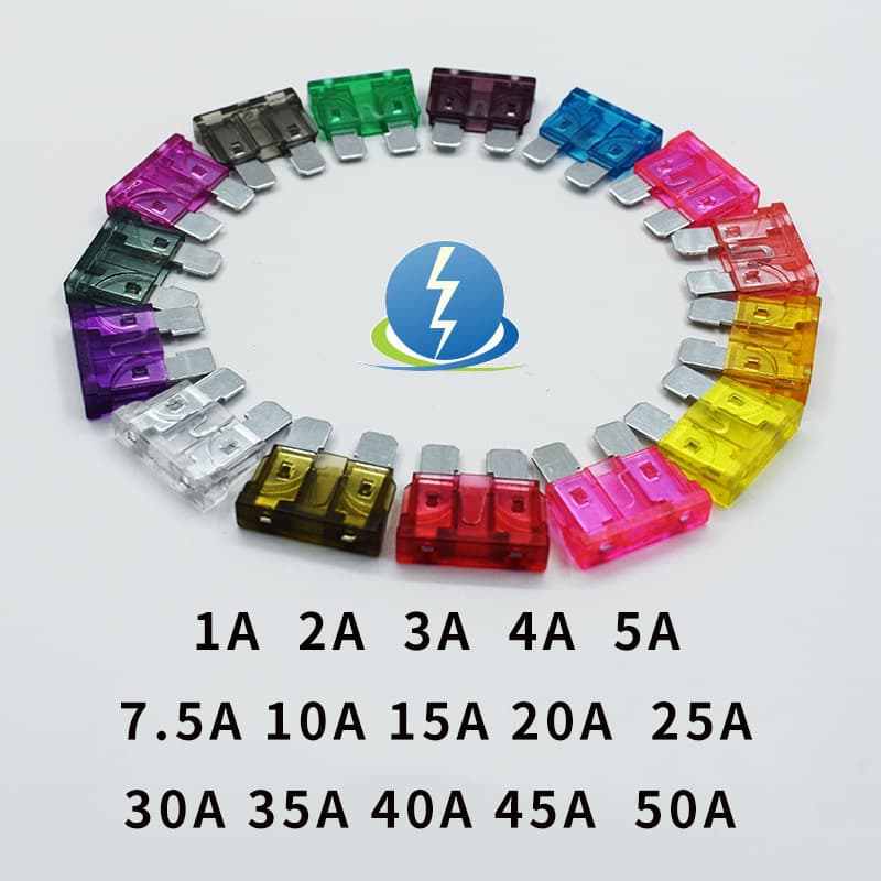 Universal automotive blade fuses for AUTO medium size, compatible with 4S stores, 1-50A.