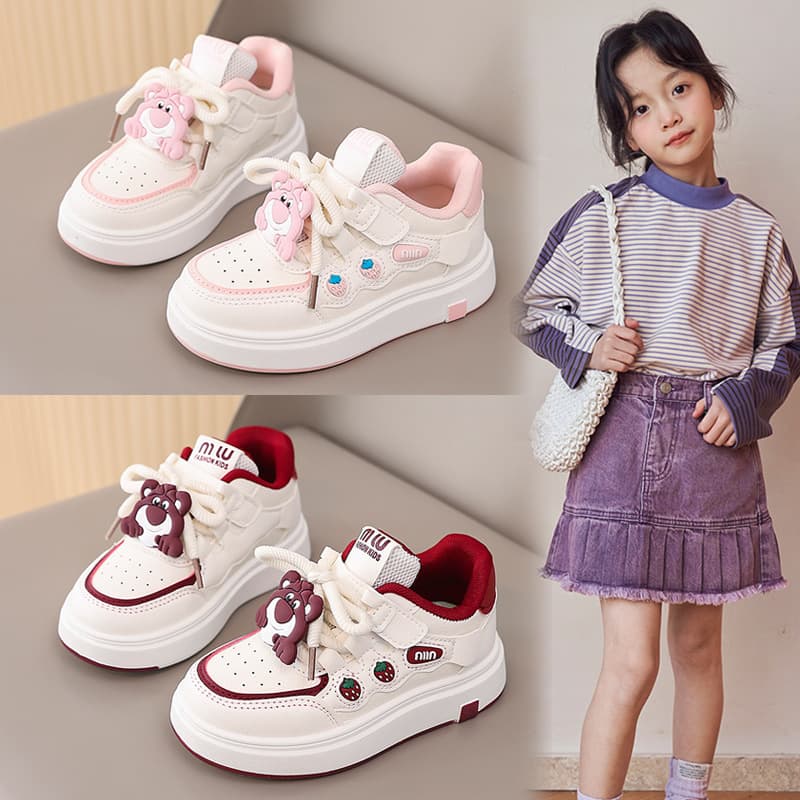 Children's Girls' Casual Sneakers 2025 Spring/Autumn Fashion Soft Sole Non-Slip Velcro White Shoes