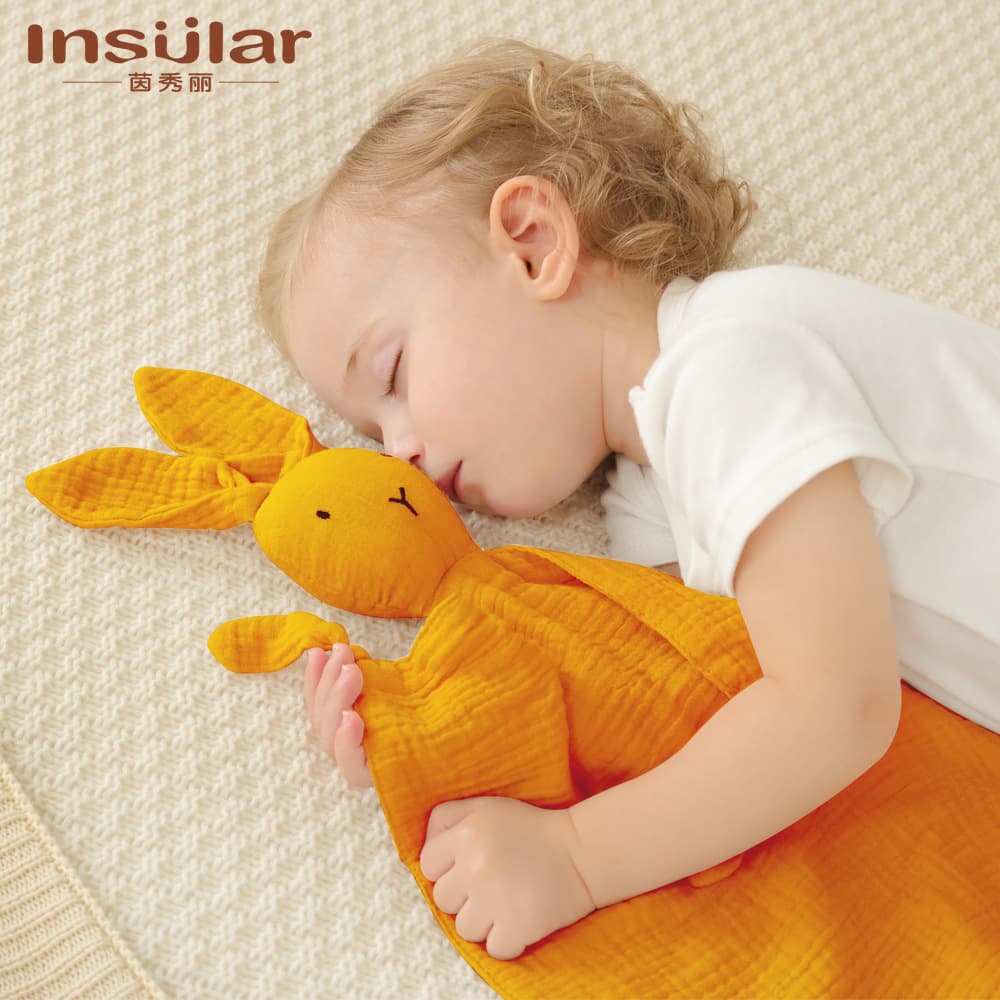 Yinxiuli Baby Cotton Gauze Security Blanket, Sleep Companion Bunny Rabbit Plush Toy, Comfort Handkerchief, Soothing Toy for Cross-Border E-Commerce