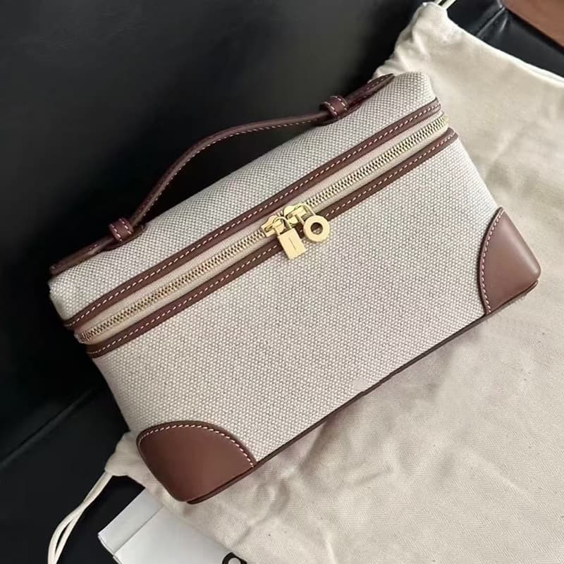 Original leather LP19 lunch box bag canvas imported cowhide GiGi same style box bag shoulder portable cross-body cosmetic bag