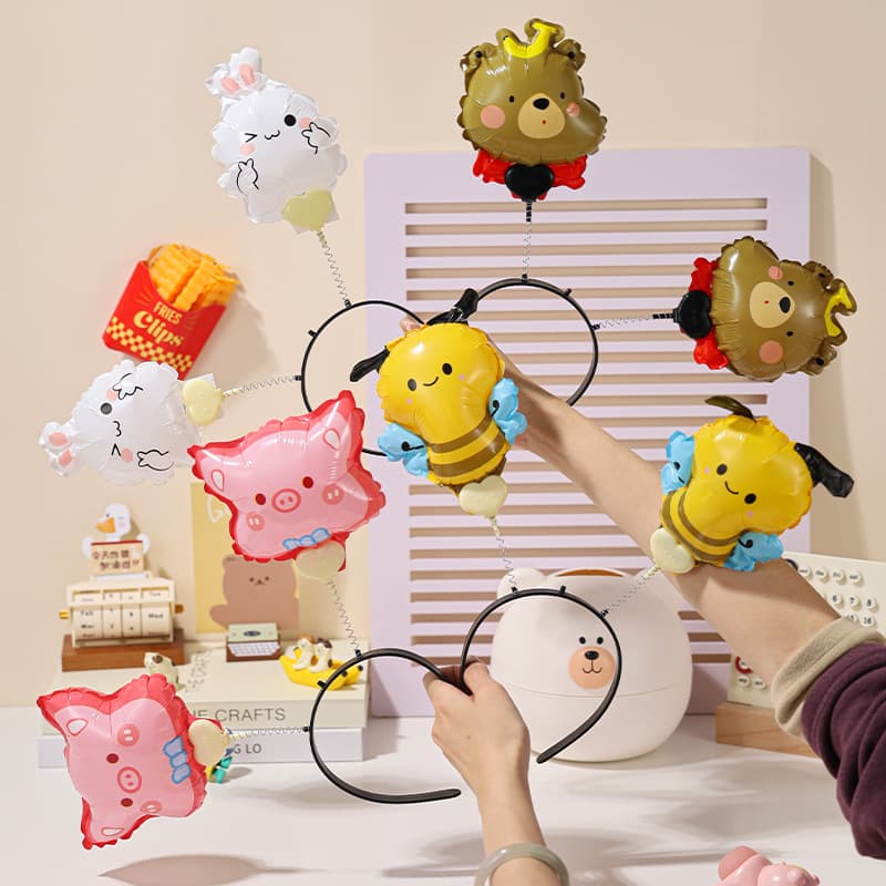 Cartoon Cute Spring Headband Foil Balloon Night Market Stall Creative Kids Baby Toy Photo Prop Gift