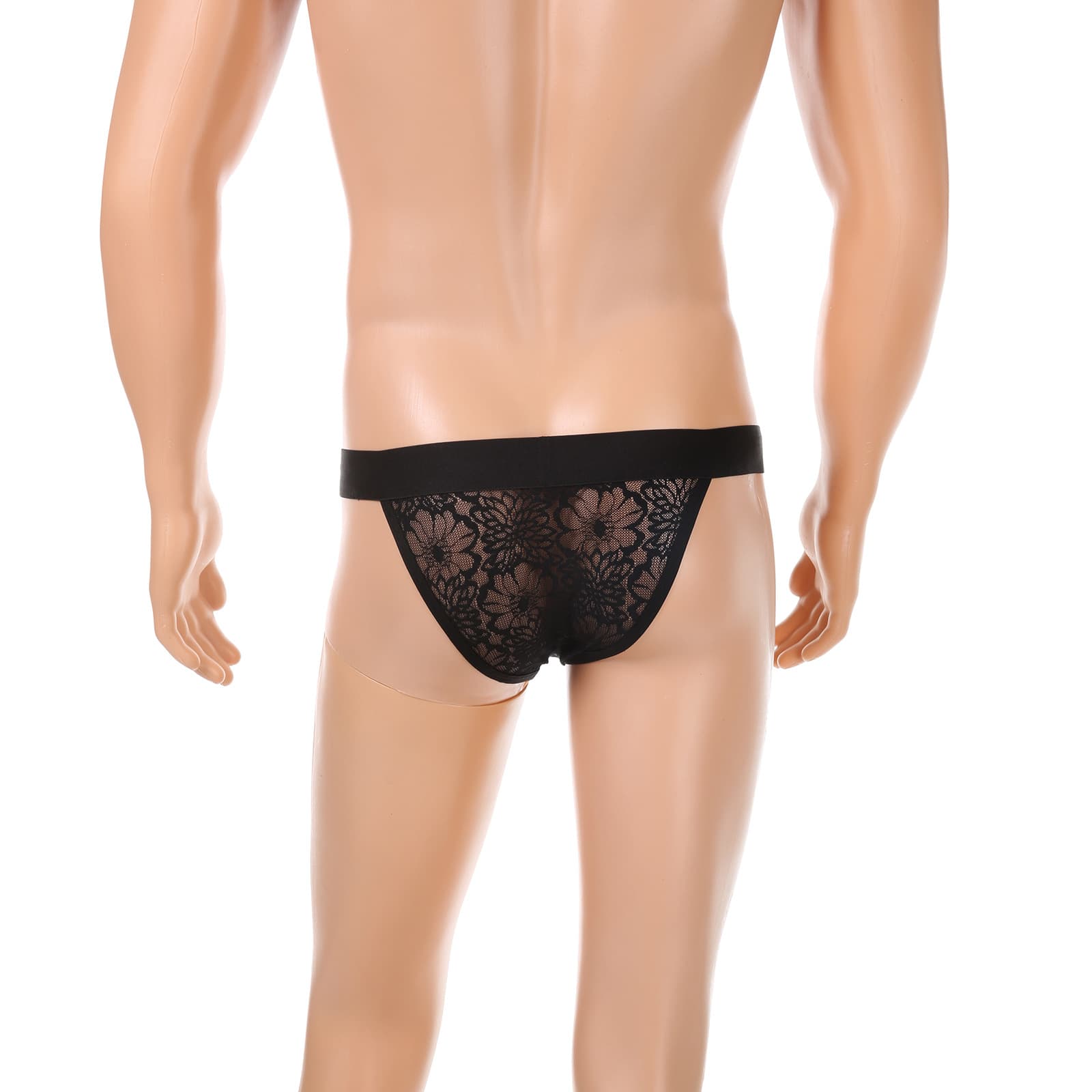 Lace Underwear Men's Mini Briefs Breathable Sexy Men's U-Pouch Briefs Wide Waistband Comfortable Transparent Underwear