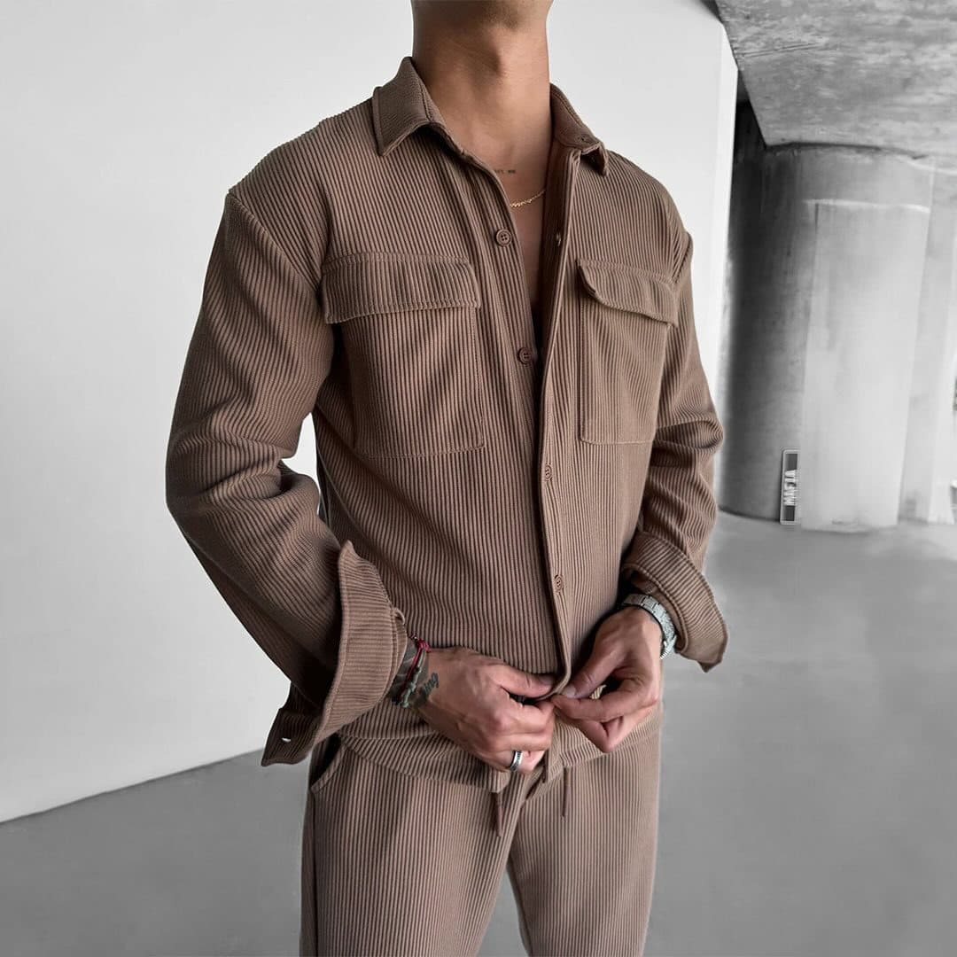 Men's clothing trade Amazon high-end men's long-sleeved shirt lapel buttoned versatile shirt