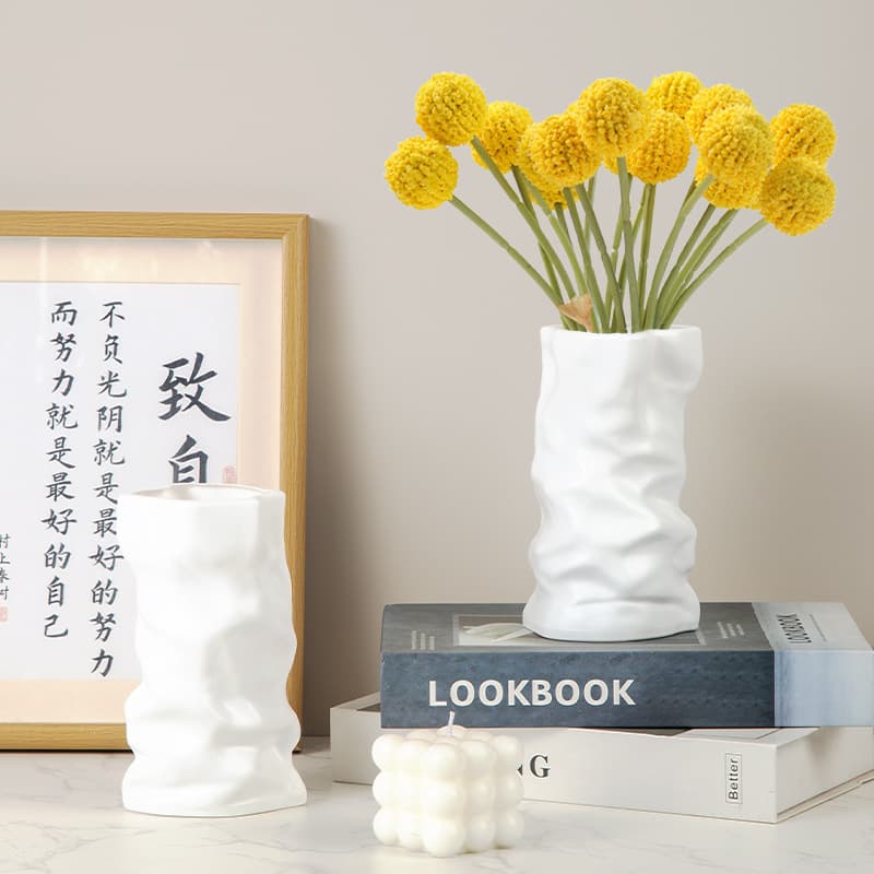 Hydroponic Vase Living Room Simple Creative Minimalist Design Decoration Flower Vase Bag Shape Imitation Ceramic Plastic Vase