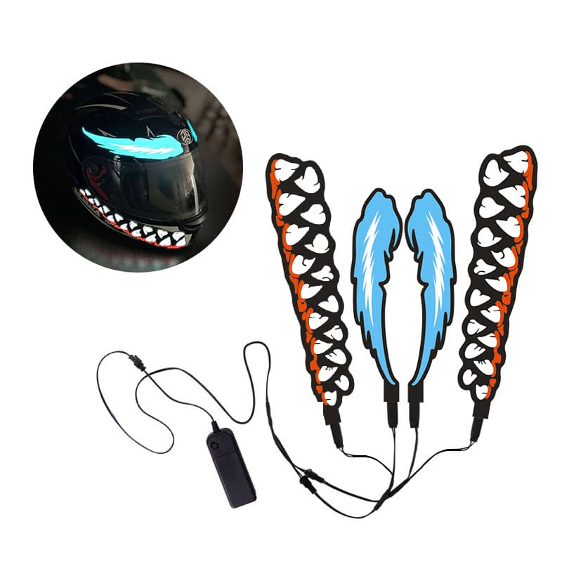 PET Venom Glow Helmet Sticker, Motorcycle LED Helmet Night Riding Light Battery-Powered Electroluminescent Panel Wholesale