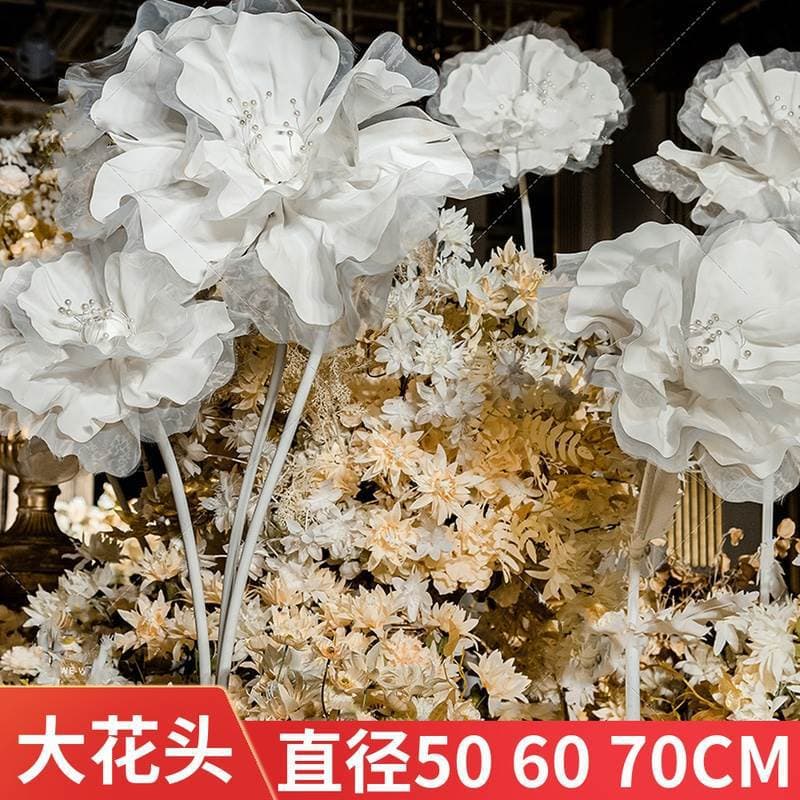 Wedding Aisle Silk Flower Arrangement, Artificial Silk Flowers, Finished Simulation Flowers for Wedding Scene, Window Display Decoration Props, Tulle Flowers