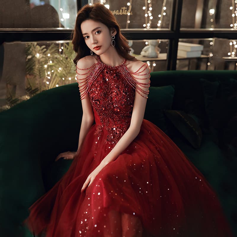 Bride Wine Red Toast Dress for Pregnant Women 2026 New Spring Summer French Petite Style Simple Elegant