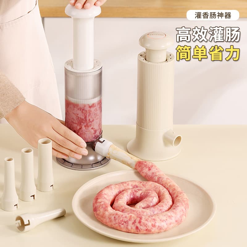 Food-Grade Hog Casing Sausage Stuffer Machine, Home-Made Sausage Filling Tool, Large Hand-Push Sausage Stuffer