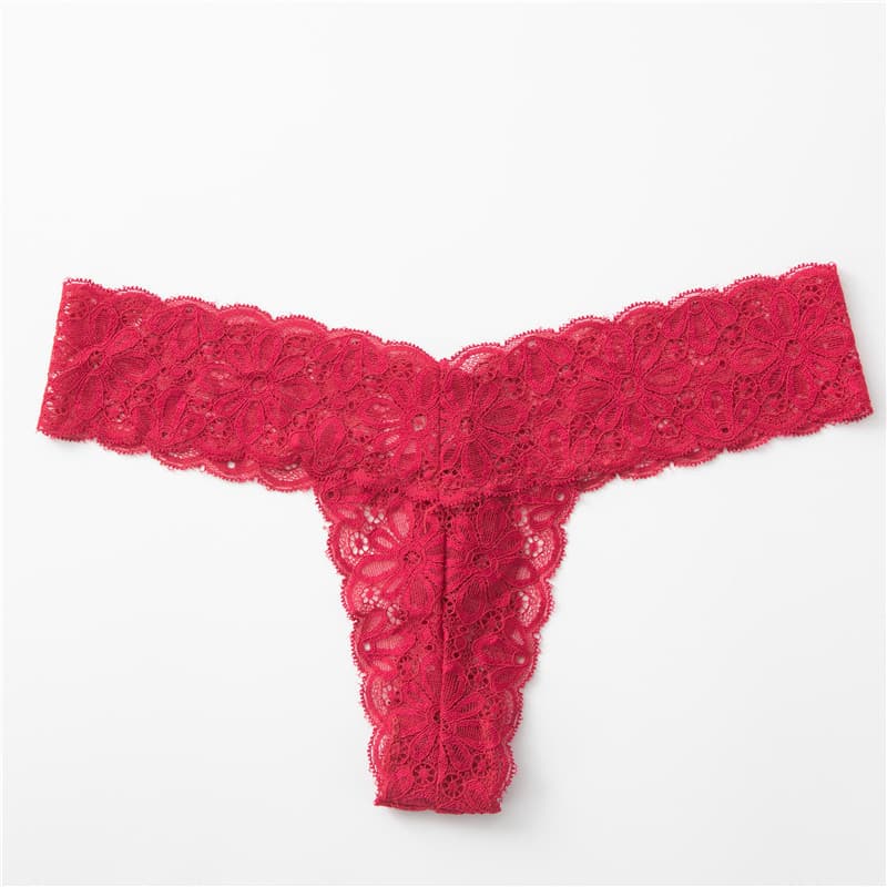 European and American New Sexy Lace Panties Comfortable Seamless Plus Size Cotton Crotch Women's Thong Low-Rise Lingerie