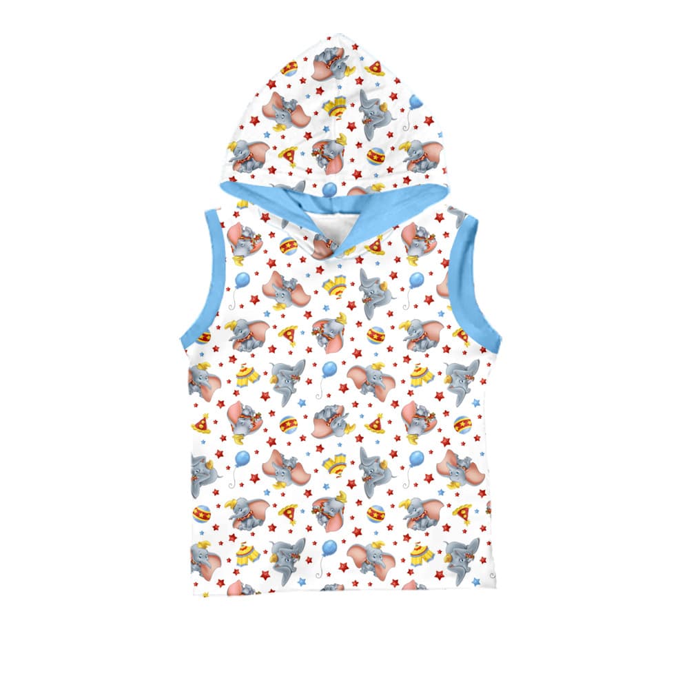 Cross-border wholesale and custom summer children's sleeveless hoodies with digital printing process