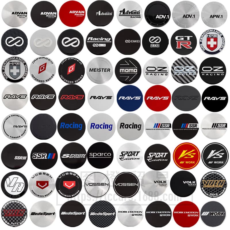 Factory Wholesale 45MM Car Wheel Hub Stickers VOLK RAYS ENKEI SSR Wheel Hub Cap Custom Modification Decals