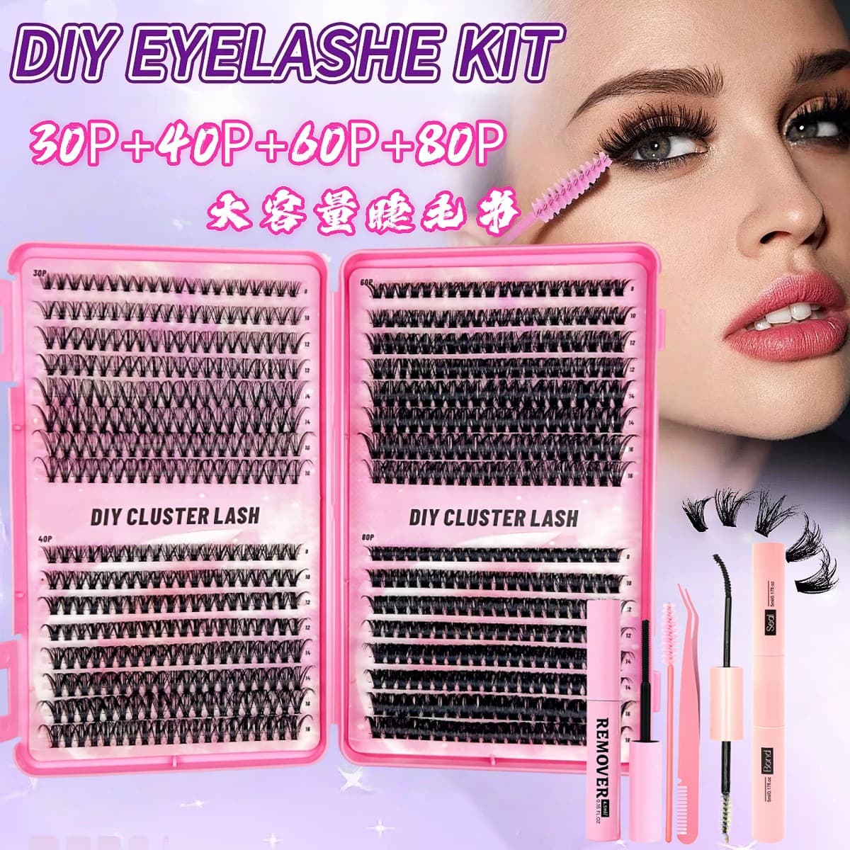 Europe and America Cross-border D Curl Segmented Large Capacity False Eyelash Eyelash Book Set Extension Lash Cluster Kit
