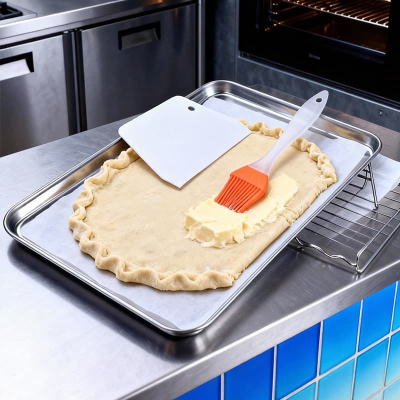 Japanese-style stainless steel rice noodle steamer tray, scratch-resistant edge, multi-purpose square baking tray, flat tray